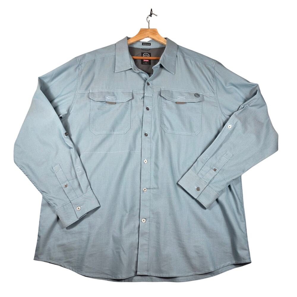Wrangler ATG Men's Regular Fit Blue Long Sleeve Button Down Shirt